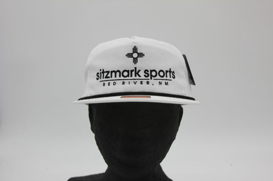 White Flat Brim Sitzmark Hat