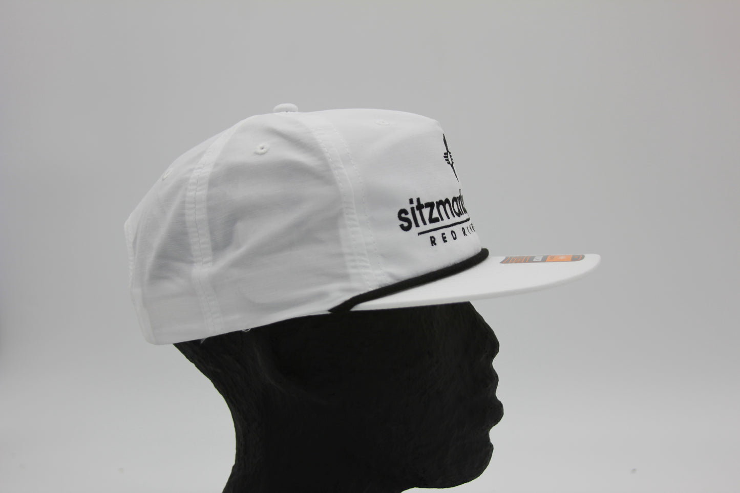 White Flat Brim Sitzmark Hat