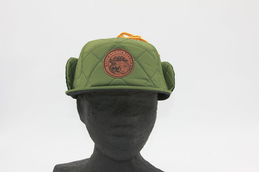 Green Insulated Ear Flap SItzmark Flat Brim Hat