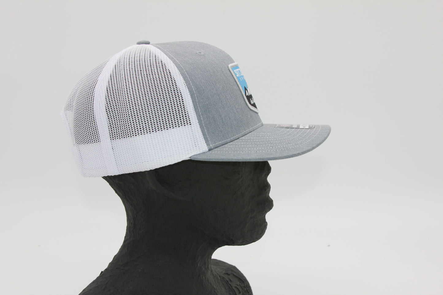 Grey and White Mesh Sitzmark Trucker Hat