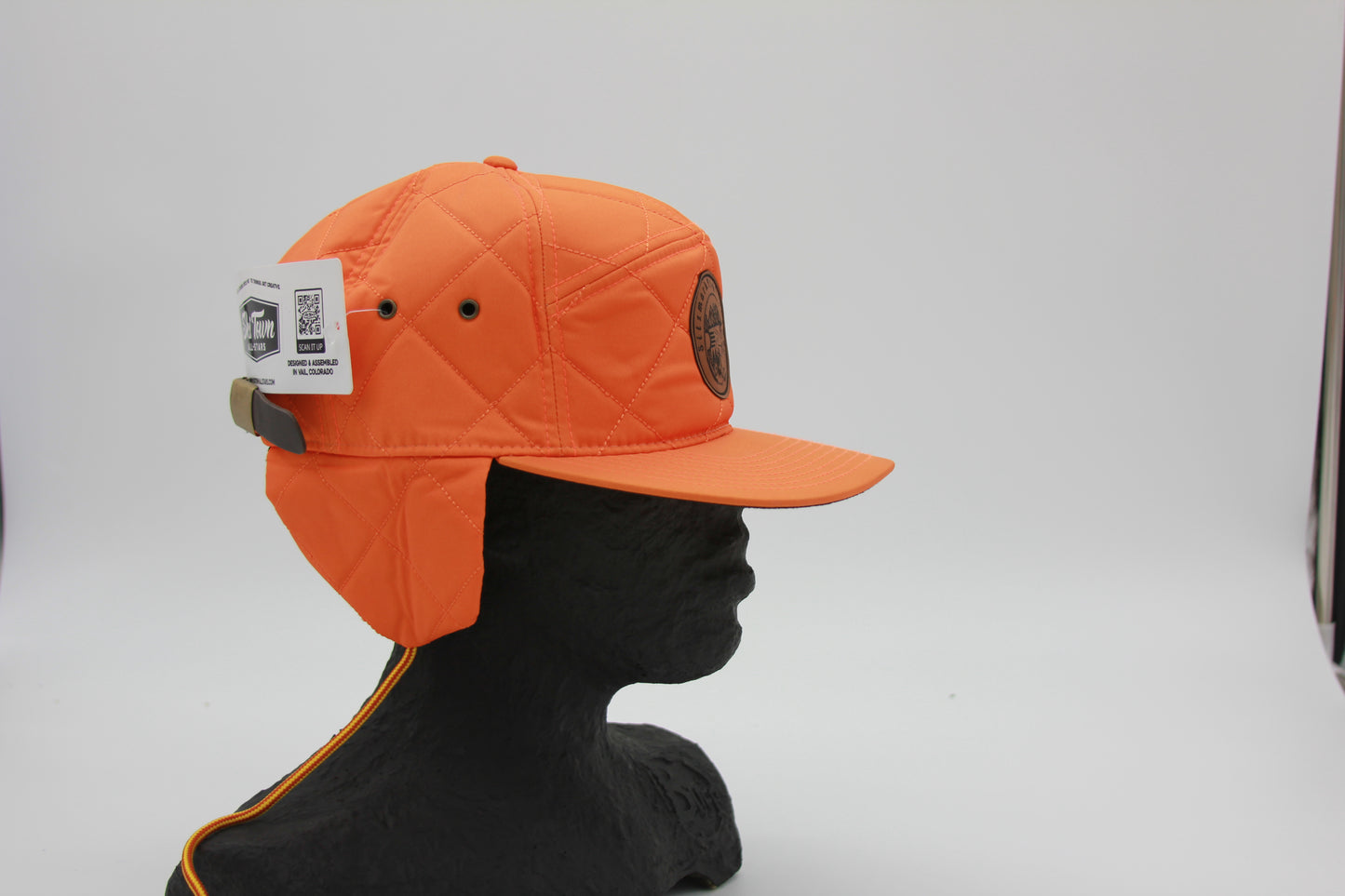 Neon Orange Insulated Ear Flap Flat Brim Sitzmark Hat