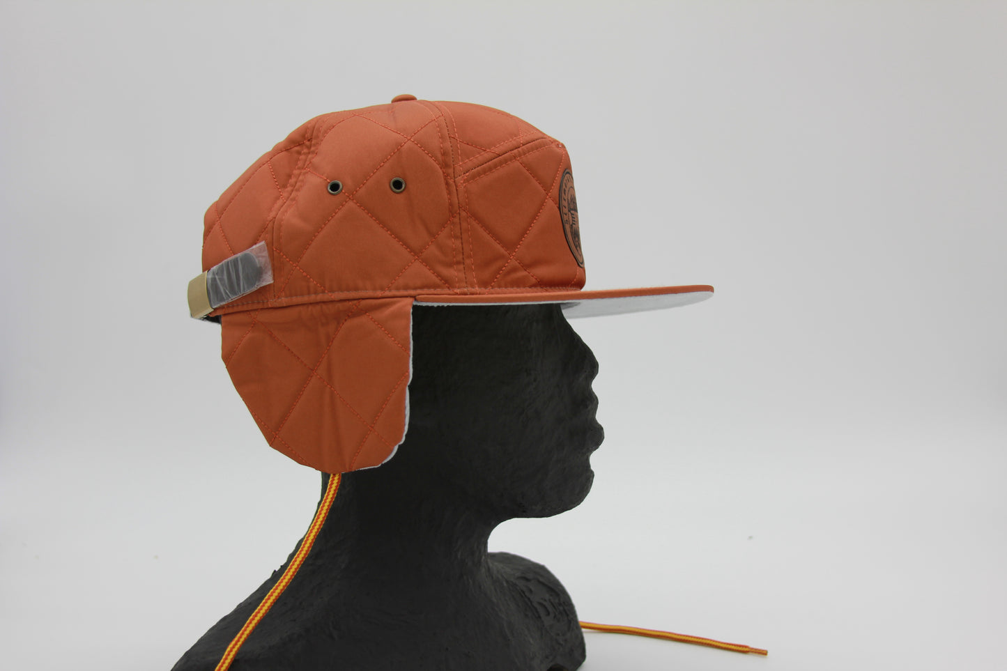 Dark Orange Insulated Ear Flap Flat Brim Sitzmark Hat